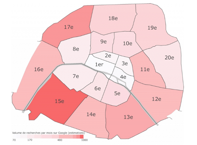 carte paris arrondissements les plus recherchés location