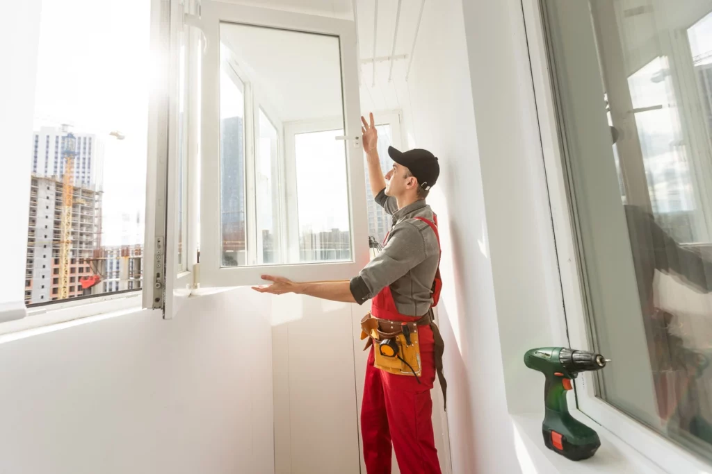 Image d'un professionnel réalisant une installation de fenêtres pour optimiser le dpe d'une petite surface